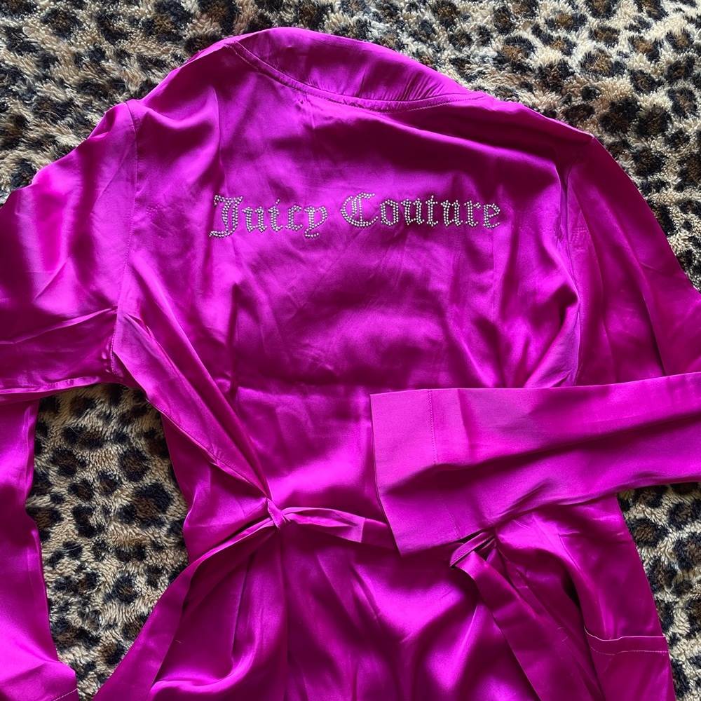 Juicy Couture hot pink silk bedazzled robe